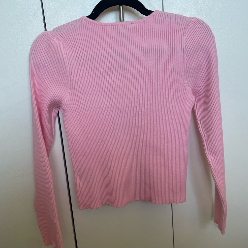 Generation Love Pink Ribbed Long-Sleeve Top with Gold Chain Closures - Picture 3 of 3